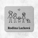 Menovka na dvere rodičia, dcérka a syn so psíkom