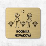 Menovka na dvere rodina s troma malými chlapcami