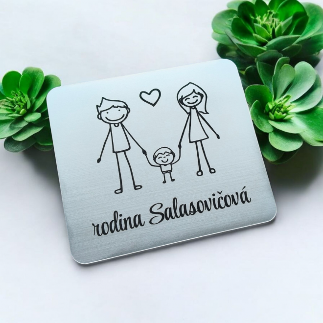 Menovka na dvere rodičia a synček