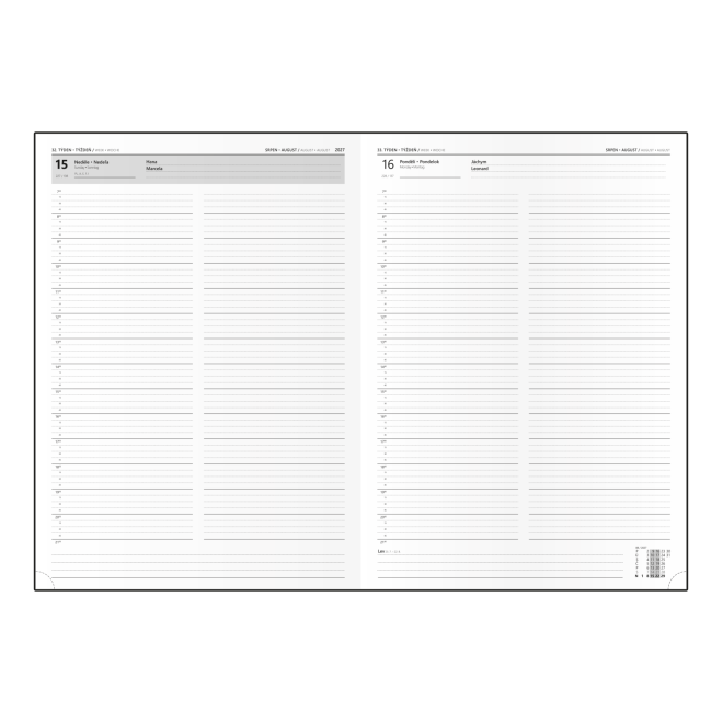Personal. denný diár čierny 2027 A4