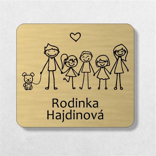 Menovka na dvere rodina s tromi deťmi a psíkom v1