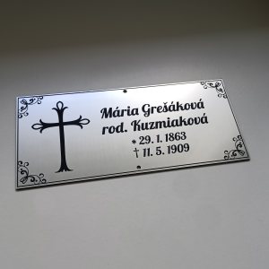 Tabuľka na hrob s krížom