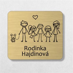 Menovka na dvere rodina s tromi deťmi a psíkom v1